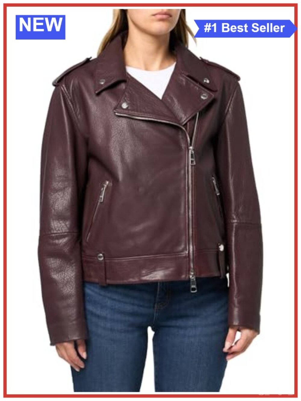 Moto Leather Jacket 100% Buffalo Leather Long Sleeve Zip Notch Collar